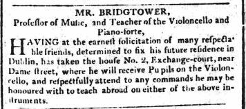 Teaching advertisement for Frederic Bridgtower