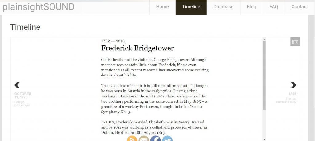 F Bridgetower timeline
